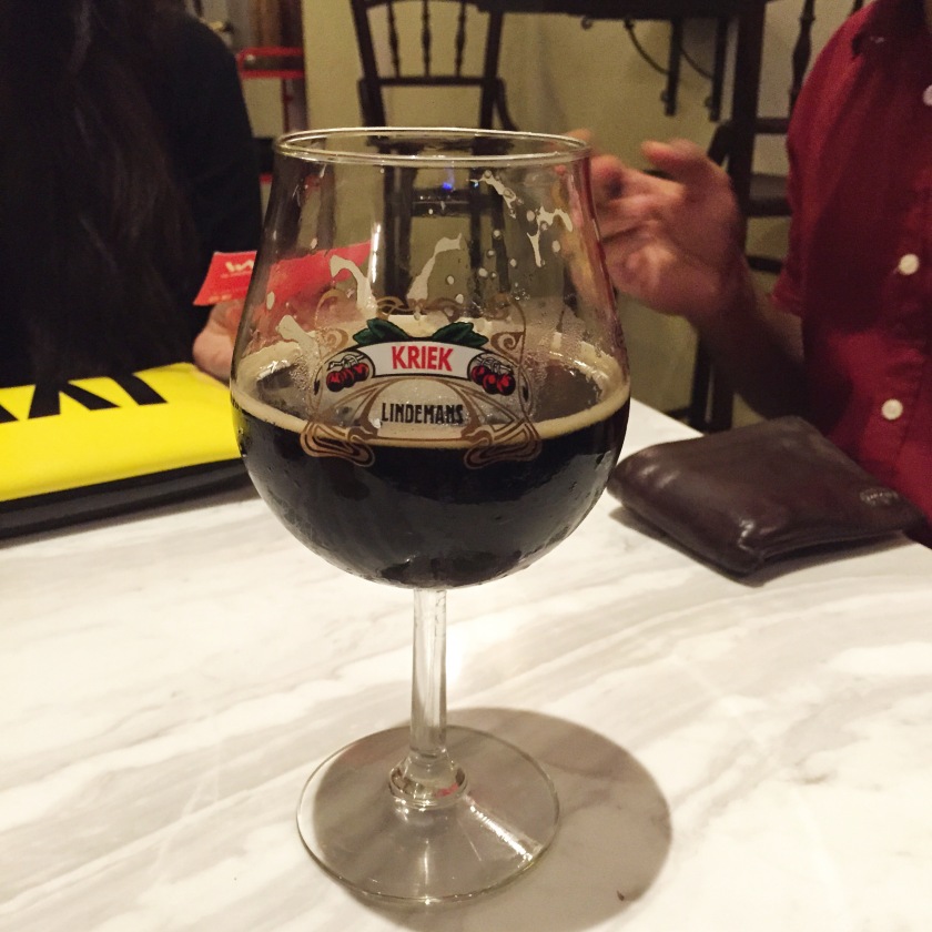 Not actually my beer (I can't drink the dark stuff) but this a preview of the pretty glasses they serve them in!